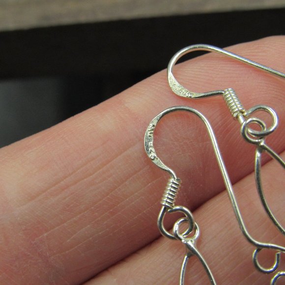 Sterling Silver Unique Pink Crystal Earrings - Picture 3 of 5